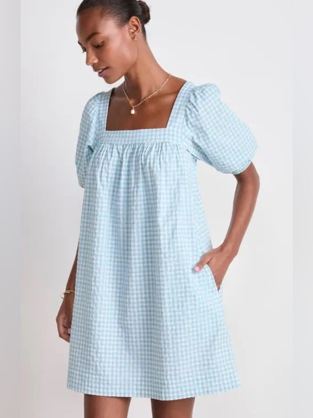 Vineyard Vines Light Blue Gingham Mini Dress